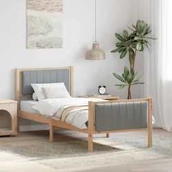 Okvir kreveta s uzglavljem Smeđa i svijetlo siva 80 x 200 cm