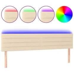 Vidaxl LED posteljno vzglavje krem 200x5x78/88 cm blago