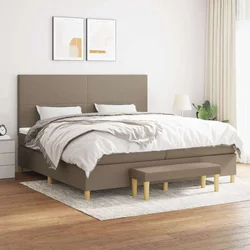 vidaXL Box spring postelja z vzmetnico taupe 200x200 cm blago, (20761056)