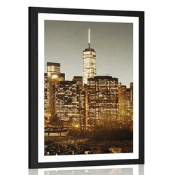 Plakat s paspartujem center New Yorka - 40x60 white