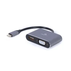 A-USB3C-HDMIVGA-01 Gembird USB Type-C to HDMI + VGA display adapter, space grey