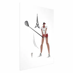 shumee Plakat - Ilustracija golfista z Eifflovim stolpom v ozadju