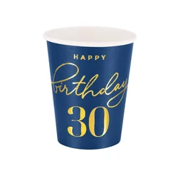 PartyPal Skodelice za rojstni dan za 30. rojstni dan 220ml 6 kosov.