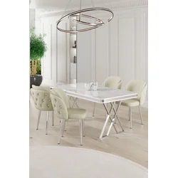 Hanah Home Set Trpezarijski sto i 4 stolice Rigel, Krem-beli