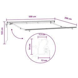 Povlačivi tende Svijetlo siva i bijela. 500 × 300 cm