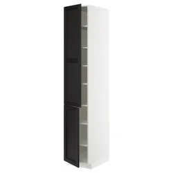 METOD Visoki element s policama/2 vrata, bela/Lerhyttan crno bajcovano, 40x60x220 cm