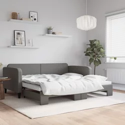 vidaXL Izvlečna dnevna postelja temno siva 100x200 cm blago