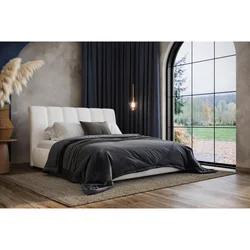 MID.YOU OBLAZINJENA POSTELJA 140 cm x 200 cm , les, tekstil, leseni material naravne barve