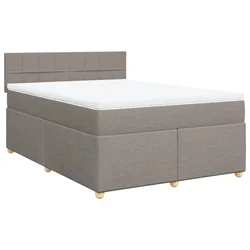 Vidaxl Box spring postelja z vzmetnico taupe 160x200 cm blago