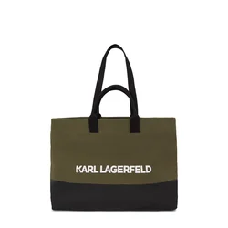Karl Lagerfeld Nakupovalna torba oliva/črna/bela