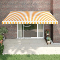 Automatska tenda na uvlačenje žuto-bijela 4,5 x 3 m