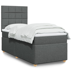vidaXL Box spring postelja z vzmetnico temno siva 90x190 cm blago