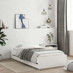 vidaXL Posteljni okvir s predali bel 90x190 cm inženirski les