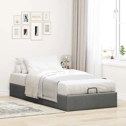 Vidaxl Otomanski posteljni okvir brez vzmetnice siv 90x200 cm blago