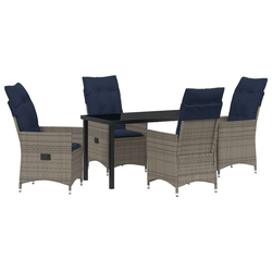 Set stola i stolica s jastukom 5 pcs Siva PE ratan