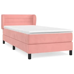 Vidaxl Box spring postelja z vzmetnico roza 90x190 cm žamet