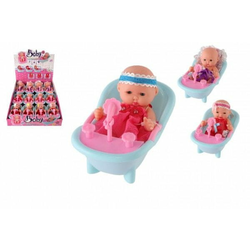 Teddies Otroška lutka v kadi plastično mehko telo členjeno 12cm 3 vrste