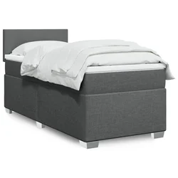 Box spring postelja z vzmetnico temno siva 90x200 cm blago