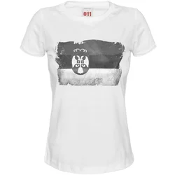 011Shop Ženska majica kratkih rukava Zastava siva, Bela