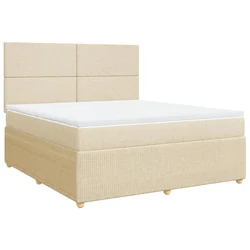 vidaXL vidaXL Box spring postelja z vzmetnico krem 180x200 cm blago, (21306734)