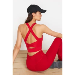 Trendyol Red Supported/Shaping Back Detailed Square Neck Sports Bra