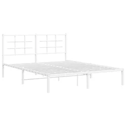 Vidaxl Kovinski posteljni okvir z vzglavjem bel 150x200 cm