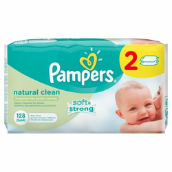 Pampers vlažilni robčki Natural Clean, 2x64 kosov