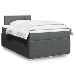 Vidaxl Box spring postelja z vzmetnico temno siva 120x190 cm blago