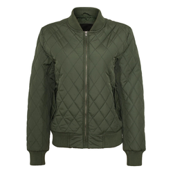 Womens Diamond Quilt Nylon Jacket Olive