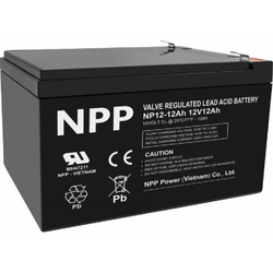 NPP NP12V-12Ah, AGM Battery, C20=12AH, T2, 151x98x95x100, 3,3KG, crna