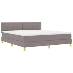 Vidaxl LED Box Spring Postelja z LED trakami Taupe 180 x 200 cm blago