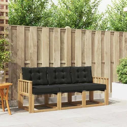 Set vanjskih sofa s jastukom 3 pcs Bijela i crna