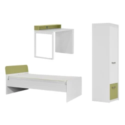 Dečija soba Kinder - Set 2 - Krevet 120×200 (belo-zelena)