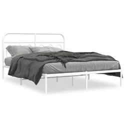 shumee vidaXL Kovinski posteljni okvir z vzglavjem bel 135x190 cm