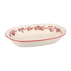 Bordo rdeč/slonokoščen servirni porcelanast krožnik Cyril – S|P Collection