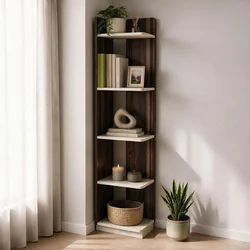 Hanah Home polica za knjige Aura, 37,8 cm, travertin / orah
