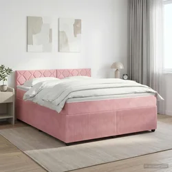 vidaXL Postelja boxspring z vzmetnico Roza 160 x 200 cm Žamet