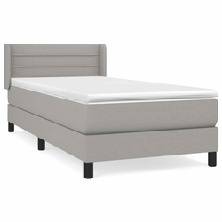 Box spring krevet s madracem svjetlosivi 90x190 cm od tkanine