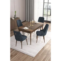 Hanah Home trpezarijski set Are, sto na razvlačenje i 4 stolice, ploča u dekoru drveta Baroque, antracit tkanina Babyface