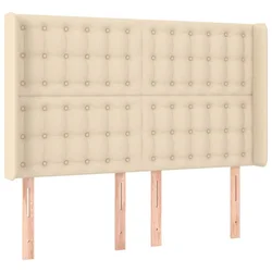 Vidaxl Vzglavje z ušesi krem 147x16x118/128 cm blago
