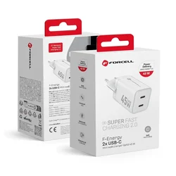 Punjač za telefone Forcell F-Energy Mini GaN III 2 x USB C PD QC4.0 45W VT-36B bijeli