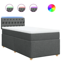 Vidaxl Box spring postelja z vzmetnico temno siva 100x200 cm blago