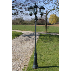 vidaXL Vrtna stupna svjetiljka 3-lanterne 230 cm tamno zelena/crna