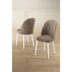 Hanah Home set trpezarijskih stolica Mara 4 kom, kapućino tkanina Babyface, bele metalne noge