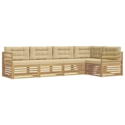 Set vanjskih sofa 5 kom. Bijela i bež Poliester
