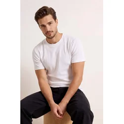 Trendyol Muška majica Tmnss26Ts00002, Bela