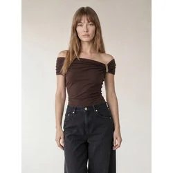 ARMIE Top The Julia Broche Slim-Fit Top rjava