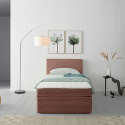 P & B POSTELJA Z VZMETNICO 100 cm  x 200 cm , les, tekstil starinsko roza