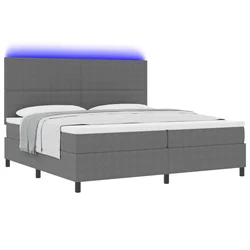 LED Box Spring Krevet Svijetlo siva i bijela. 200 x 200 cm