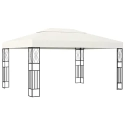 Vidaxl Paviljon z LED lučkami 3x4 m krem blago